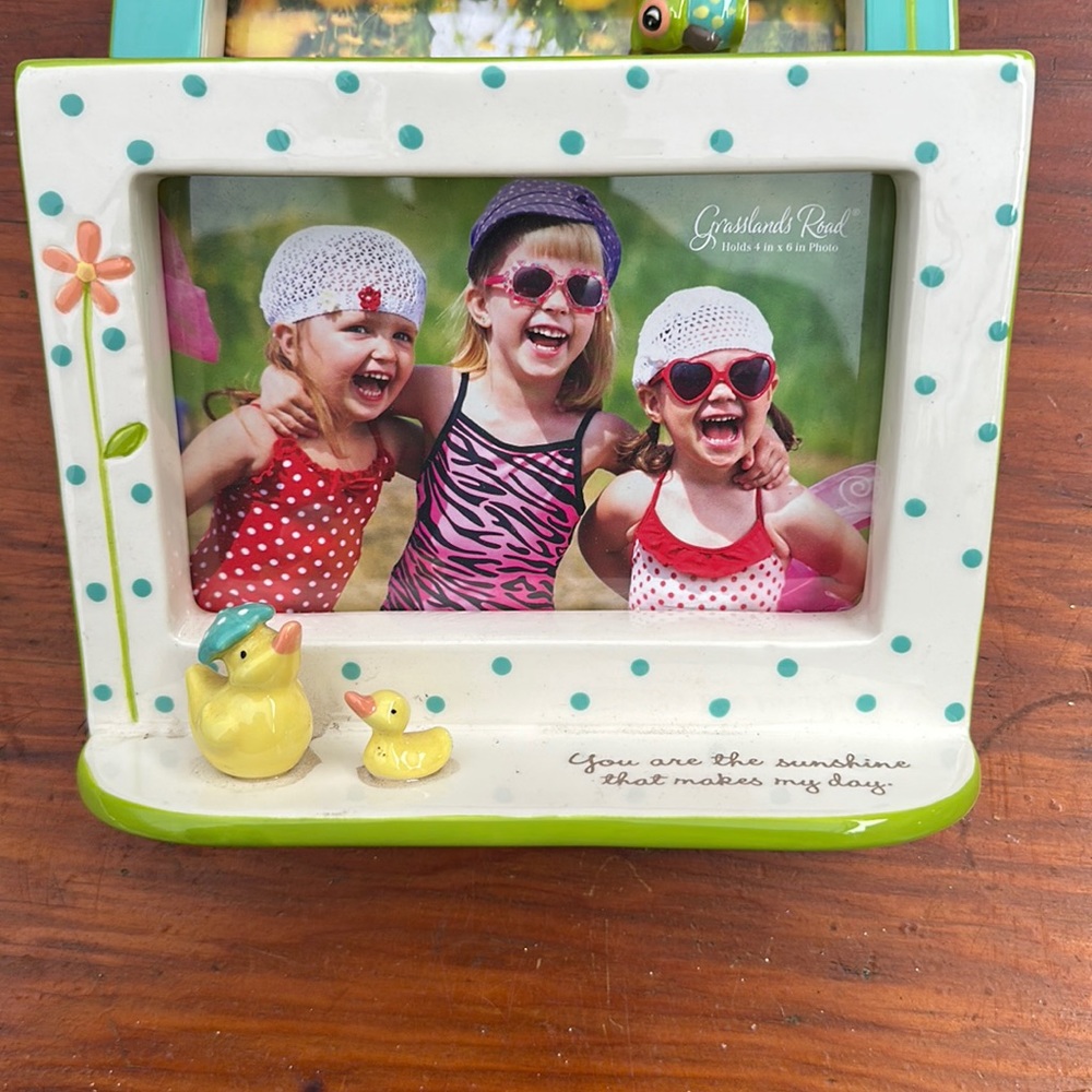 Grasslands Road Baby & Kids 4 X 6 Picture Frame with Duck Figurines ceramic